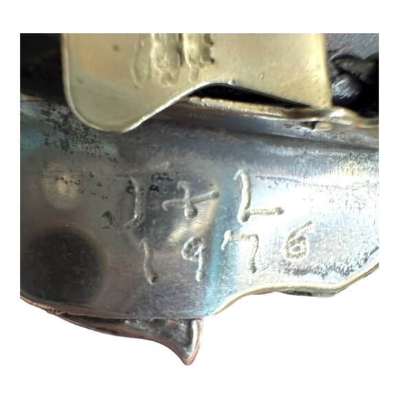 Large Artisan Crafted Tigers Eye Sterling Silver Bolo Tie Southwestern Signed 76 - Picture 4 of 8